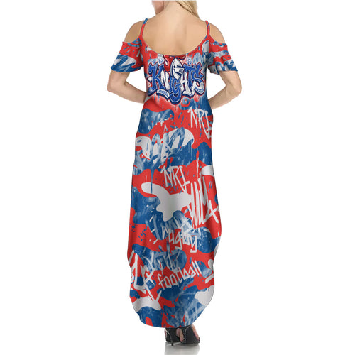Newcastle Knights Rugby Family Matching Summer Maxi Dress and Hawaiian Shirt Graffiti Typography Urban Camo Abstract Street Style