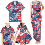Newcastle Knights Rugby Family Matching Tank Maxi Dress and Hawaiian Shirt Graffiti Typography Urban Camo Abstract Street Style