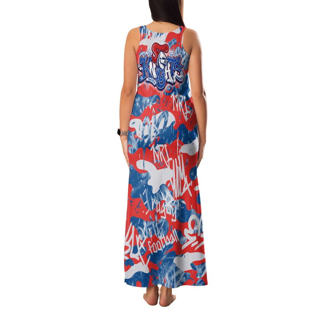 Newcastle Knights Rugby Family Matching Tank Maxi Dress and Hawaiian Shirt Graffiti Typography Urban Camo Abstract Street Style