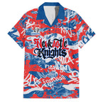 Newcastle Knights Rugby Hawaiian Shirt Graffiti Typography Urban Camo Abstract Street Style