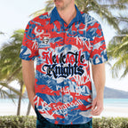 Newcastle Knights Rugby Hawaiian Shirt Graffiti Typography Urban Camo Abstract Street Style