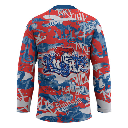 Newcastle Knights Rugby Hockey Jersey Graffiti Typography Urban Camo Abstract Street Style