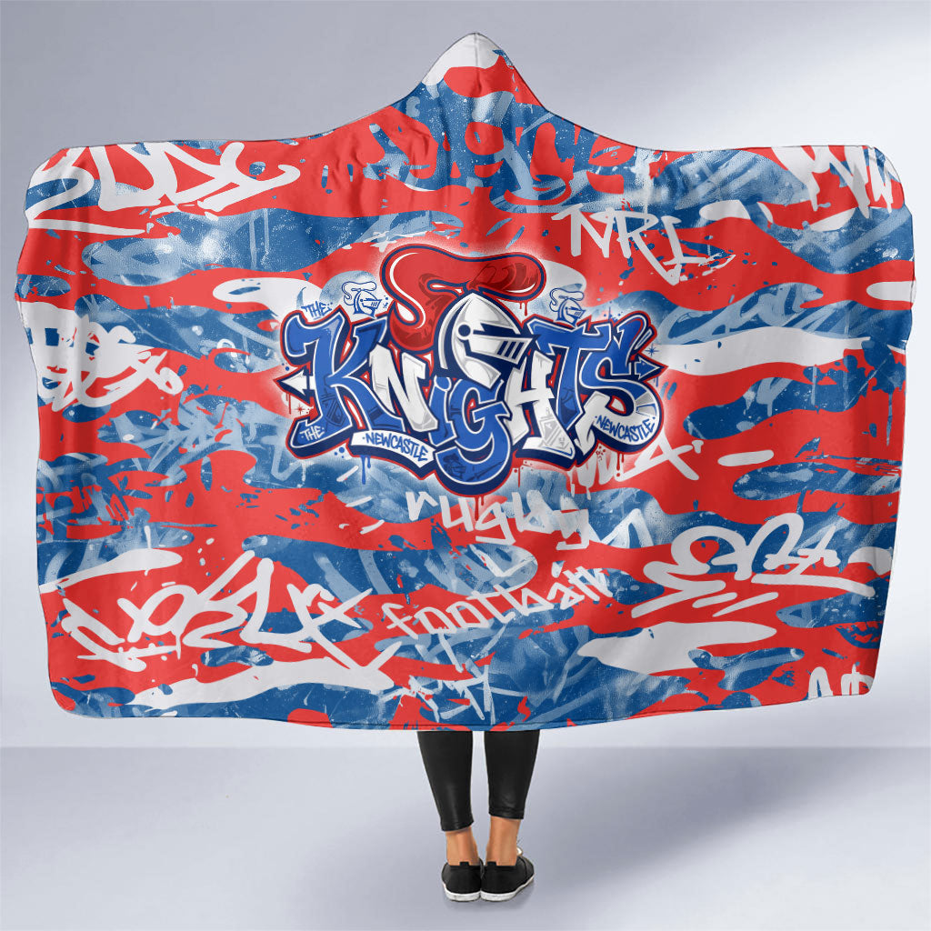 Newcastle Knights Rugby Hooded Blanket Graffiti Typography Urban Camo Abstract Street Style