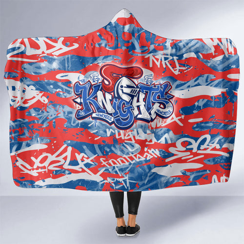 Newcastle Knights Rugby Hooded Blanket Graffiti Typography Urban Camo Abstract Street Style