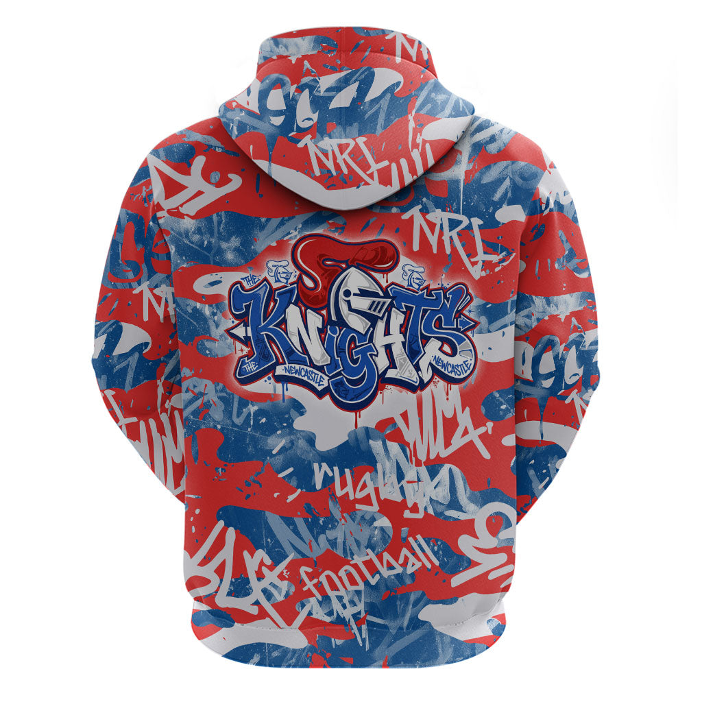 Newcastle Knights Rugby Hoodie Graffiti Typography Urban Camo Abstract Street Style