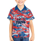 Newcastle Knights Rugby Kid Hawaiian Shirt Graffiti Typography Urban Camo Abstract Street Style