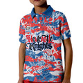 Newcastle Knights Rugby Kid Polo Shirt Graffiti Typography Urban Camo Abstract Street Style