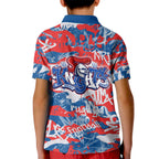 Newcastle Knights Rugby Kid Polo Shirt Graffiti Typography Urban Camo Abstract Street Style