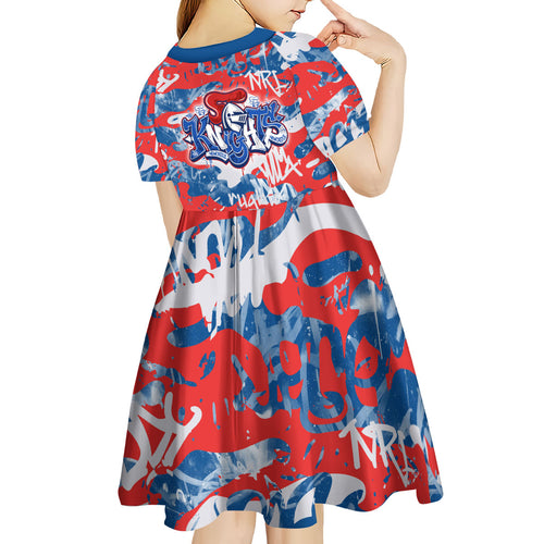 Newcastle Knights Rugby Kid Short Sleeve Dress Graffiti Typography Urban Camo Abstract Street Style