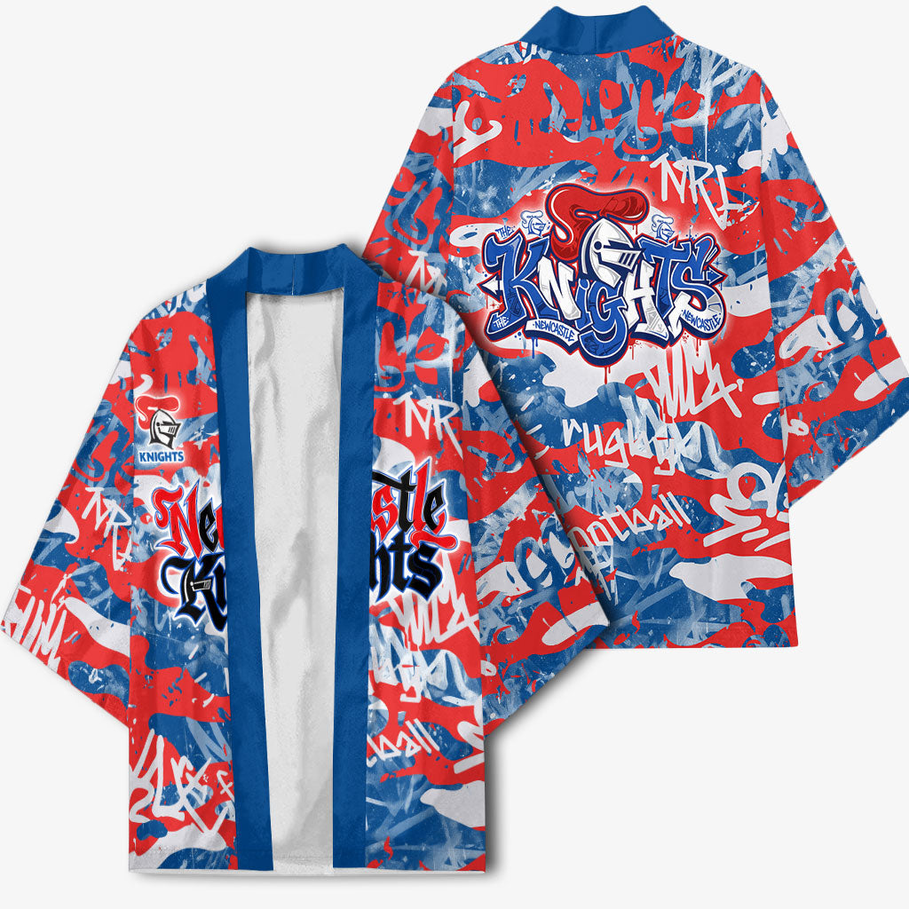 Newcastle Knights Rugby Kimono Graffiti Typography Urban Camo Abstract Street Style