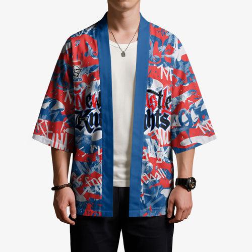 Newcastle Knights Rugby Kimono Graffiti Typography Urban Camo Abstract Street Style