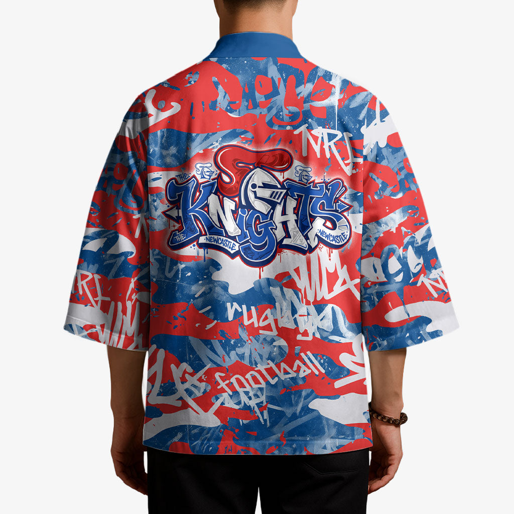 Newcastle Knights Rugby Kimono Graffiti Typography Urban Camo Abstract Street Style