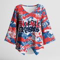 Newcastle Knights Rugby Kimono Sleeve Blouse Graffiti Typography Urban Camo Abstract Street Style