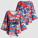 Newcastle Knights Rugby Kimono Sleeve Blouse Graffiti Typography Urban Camo Abstract Street Style