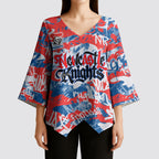 Newcastle Knights Rugby Kimono Sleeve Blouse Graffiti Typography Urban Camo Abstract Street Style