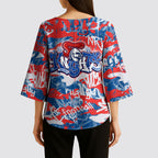 Newcastle Knights Rugby Kimono Sleeve Blouse Graffiti Typography Urban Camo Abstract Street Style