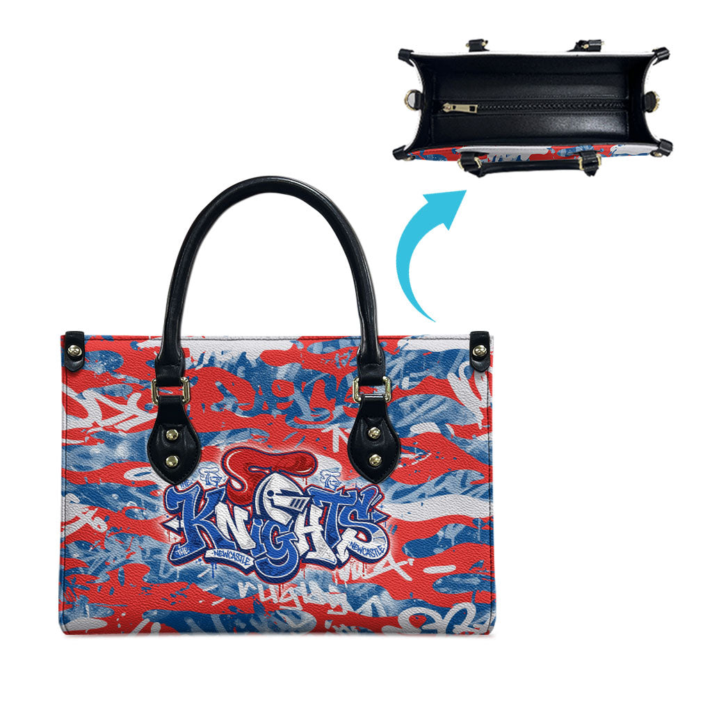 Newcastle Knights Rugby Leather Bag Graffiti Typography Urban Camo Abstract Street Style