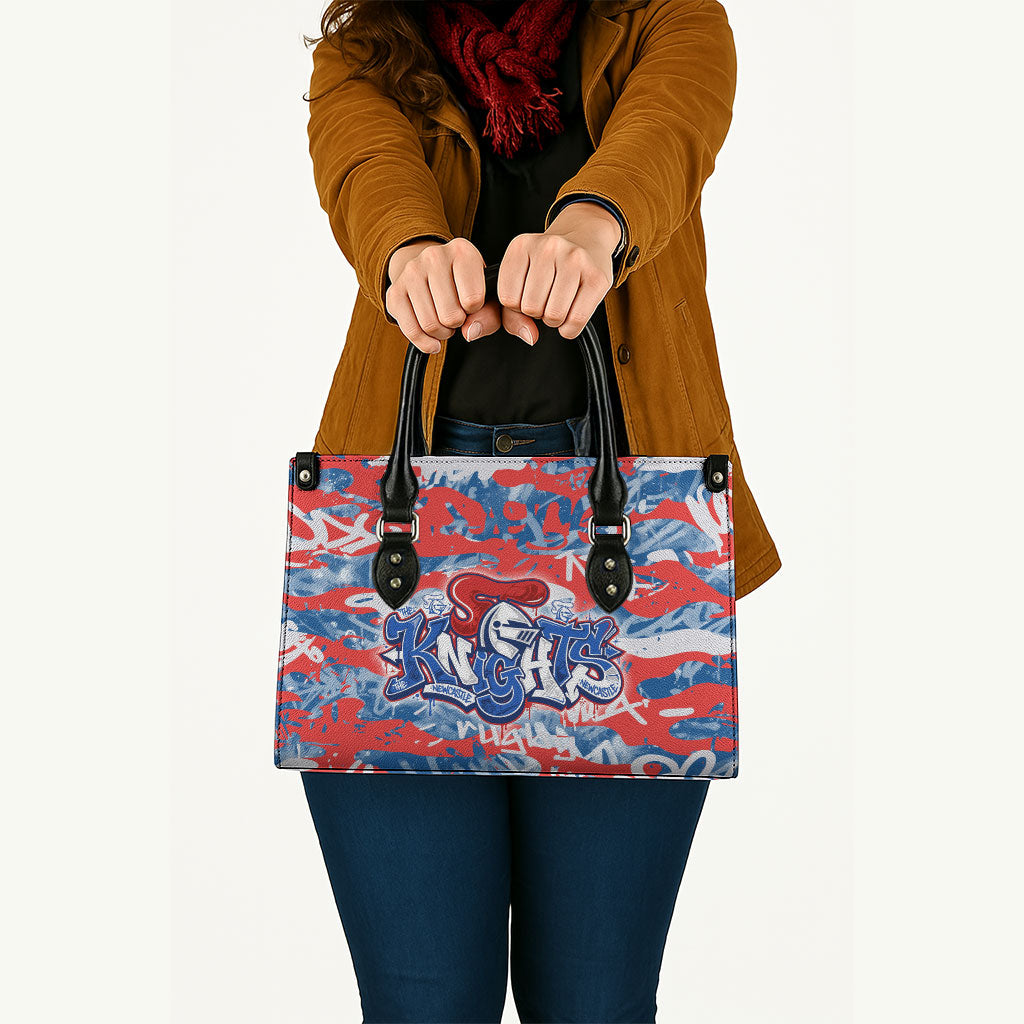 Newcastle Knights Rugby Leather Bag Graffiti Typography Urban Camo Abstract Street Style