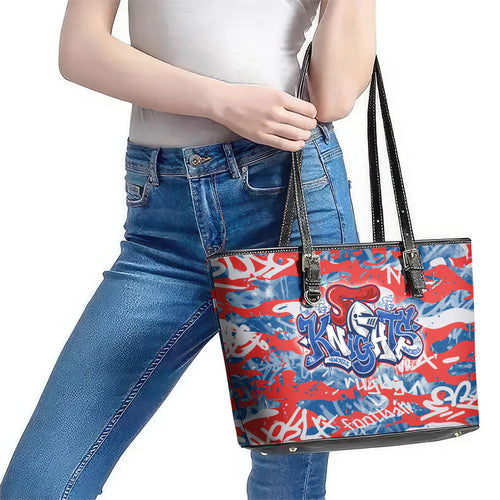 Newcastle Knights Rugby Leather Tote Bag Graffiti Typography Urban Camo Abstract Street Style