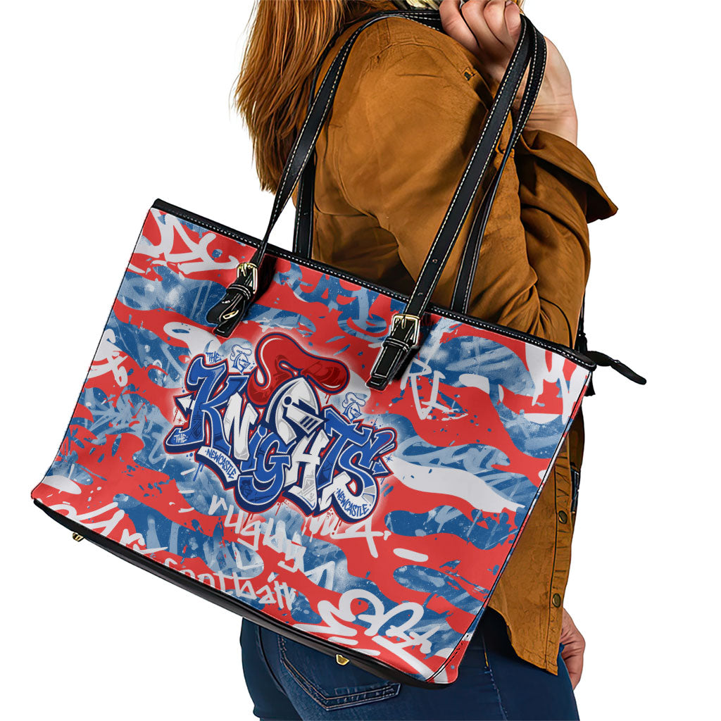 Newcastle Knights Rugby Leather Tote Bag Graffiti Typography Urban Camo Abstract Street Style