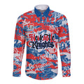 Newcastle Knights Rugby Long Sleeve Button Shirt Graffiti Typography Urban Camo Abstract Street Style