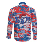 Newcastle Knights Rugby Long Sleeve Button Shirt Graffiti Typography Urban Camo Abstract Street Style