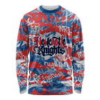 Newcastle Knights Rugby Long Sleeve Shirt Graffiti Typography Urban Camo Abstract Street Style