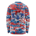 Newcastle Knights Rugby Long Sleeve Shirt Graffiti Typography Urban Camo Abstract Street Style
