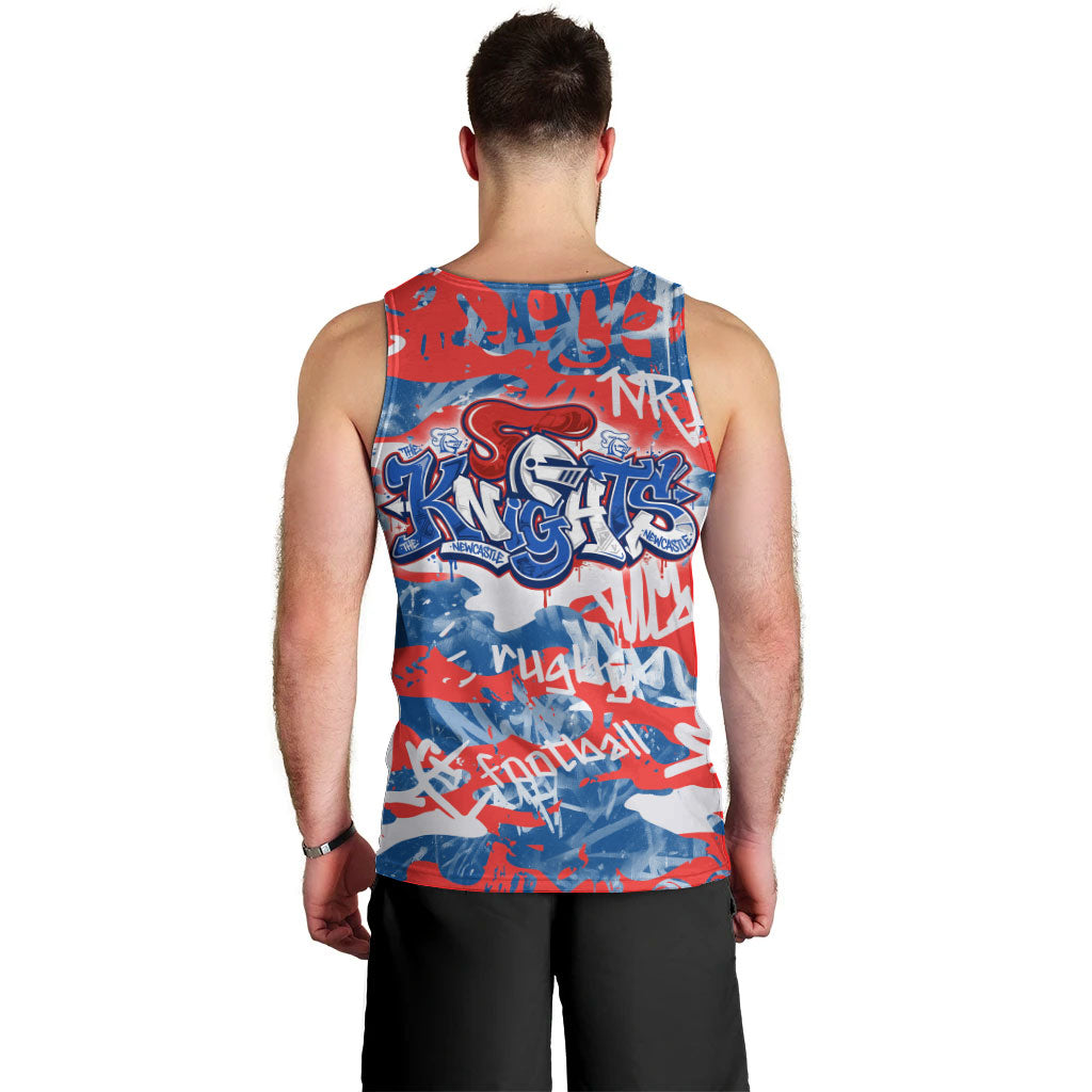 Newcastle Knights Rugby Men Tank Top Graffiti Typography Urban Camo Abstract Street Style
