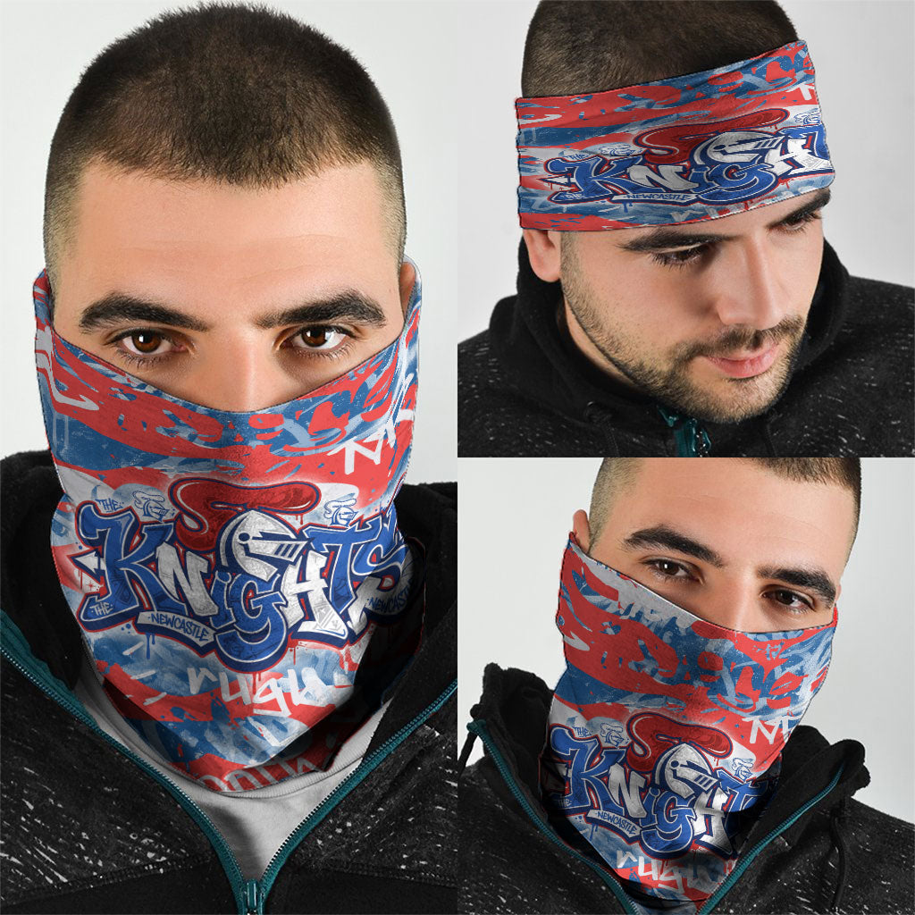 Newcastle Knights Rugby Neck Gaiter Graffiti Typography Urban Camo Abstract Street Style