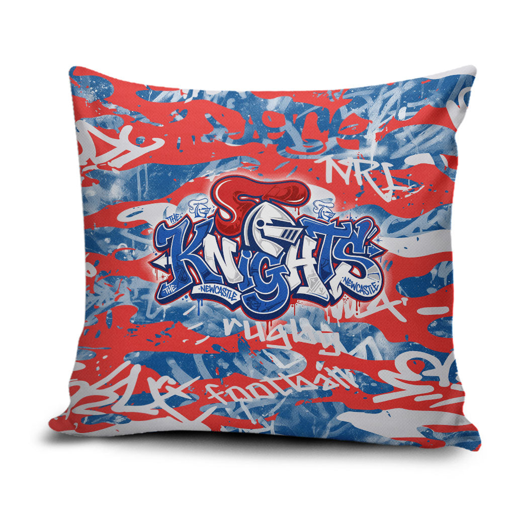 Newcastle Knights Rugby Pillow Cover Graffiti Typography Urban Camo Abstract Street Style