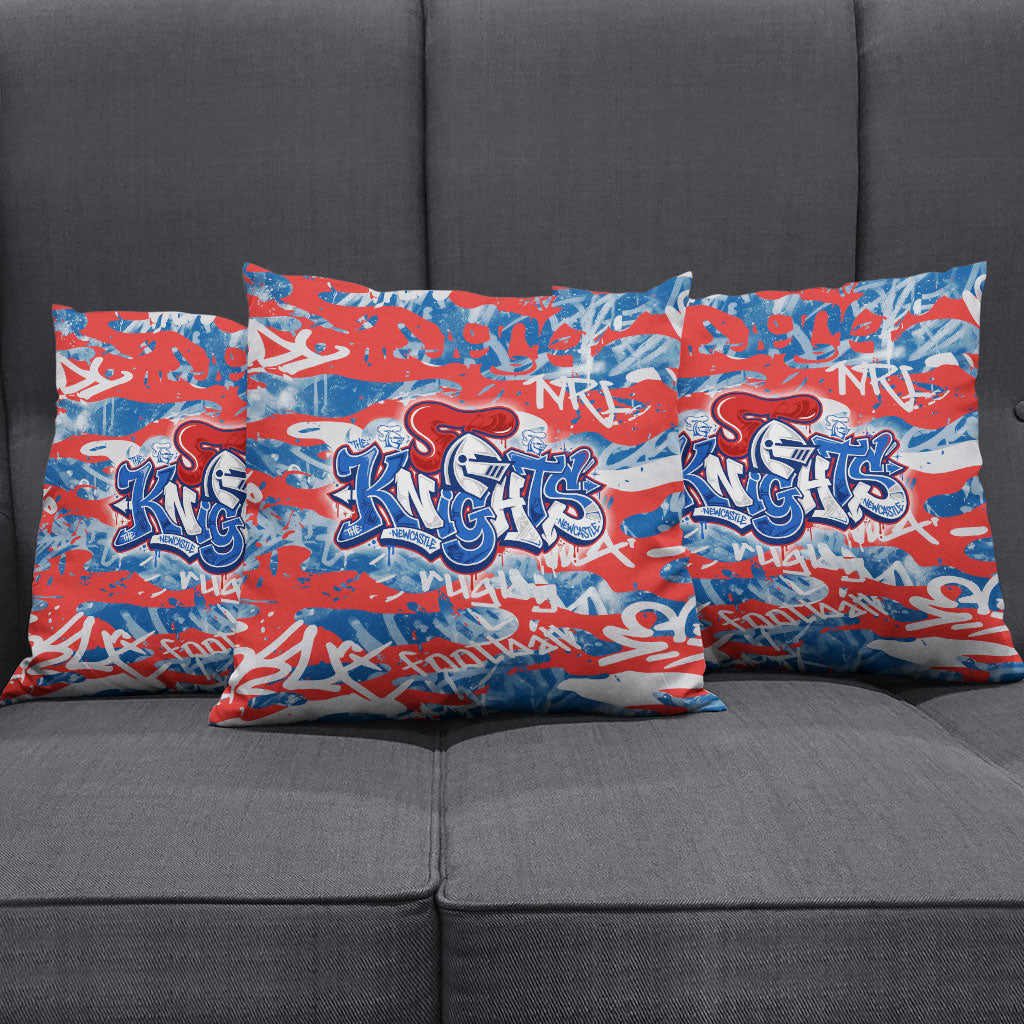 Newcastle Knights Rugby Pillow Cover Graffiti Typography Urban Camo Abstract Street Style
