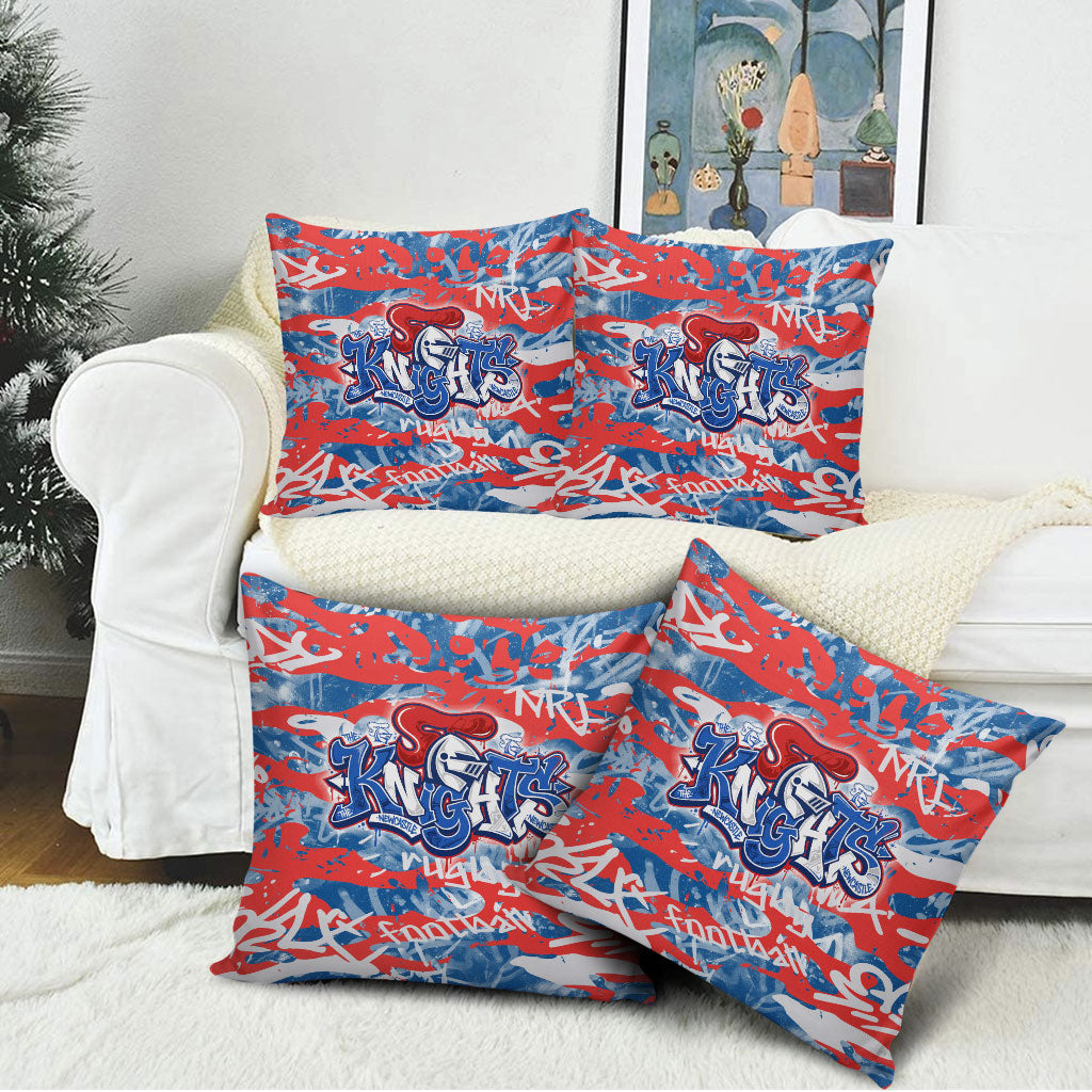Newcastle Knights Rugby Pillow Cover Graffiti Typography Urban Camo Abstract Street Style