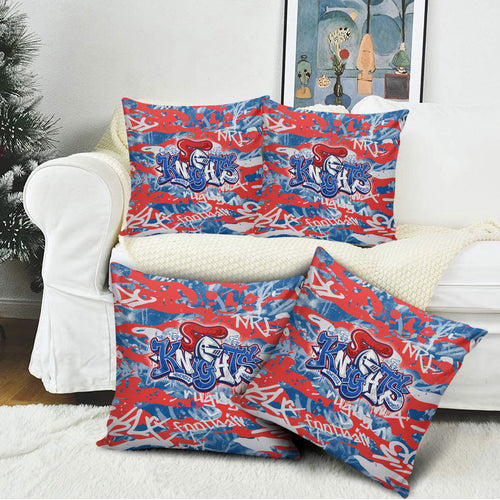 Newcastle Knights Rugby Pillow Cover Graffiti Typography Urban Camo Abstract Street Style