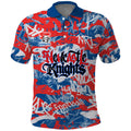 Newcastle Knights Rugby Polo Shirt Graffiti Typography Urban Camo Abstract Street Style