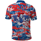 Newcastle Knights Rugby Polo Shirt Graffiti Typography Urban Camo Abstract Street Style