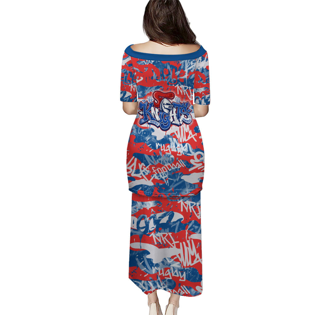 Newcastle Knights Rugby Puletasi Graffiti Typography Urban Camo Abstract Street Style