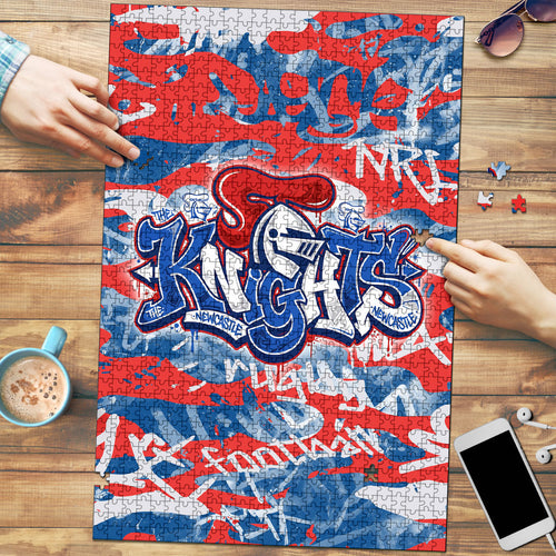 Newcastle Knights Rugby Puzzle Graffiti Typography Urban Camo Abstract Street Style