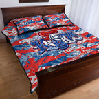 Newcastle Knights Rugby Quilt Bed Set Graffiti Typography Urban Camo Abstract Street Style