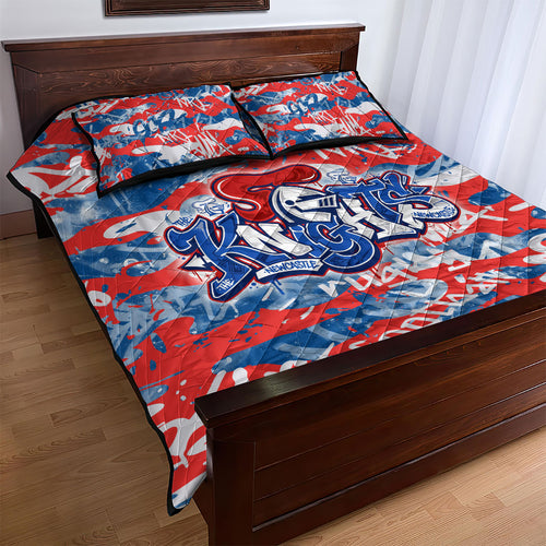 Newcastle Knights Rugby Quilt Bed Set Graffiti Typography Urban Camo Abstract Street Style