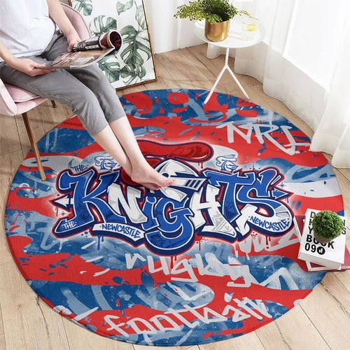 Newcastle Knights Rugby Round Carpet Graffiti Typography Urban Camo Abstract Street Style