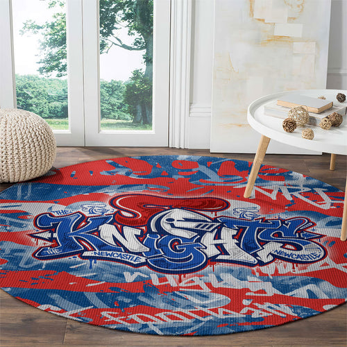 Newcastle Knights Rugby Round Carpet Graffiti Typography Urban Camo Abstract Street Style
