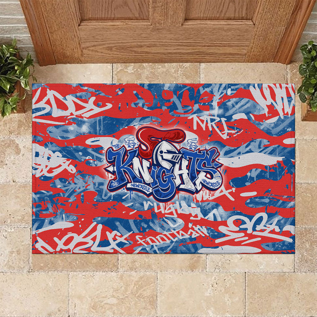 Newcastle Knights Rugby Rubber Doormat Graffiti Typography Urban Camo Abstract Street Style