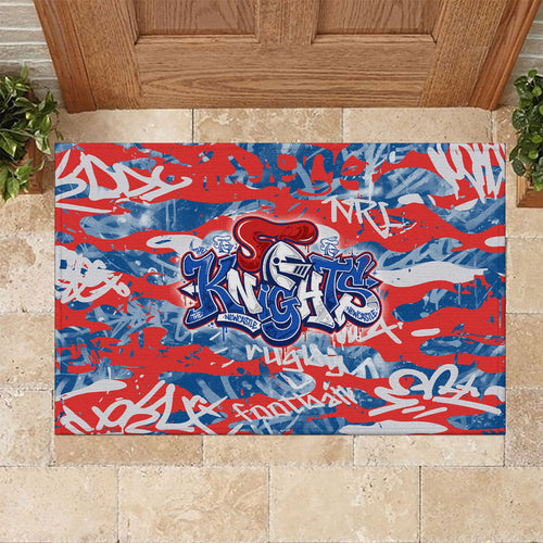 Newcastle Knights Rugby Rubber Doormat Graffiti Typography Urban Camo Abstract Street Style
