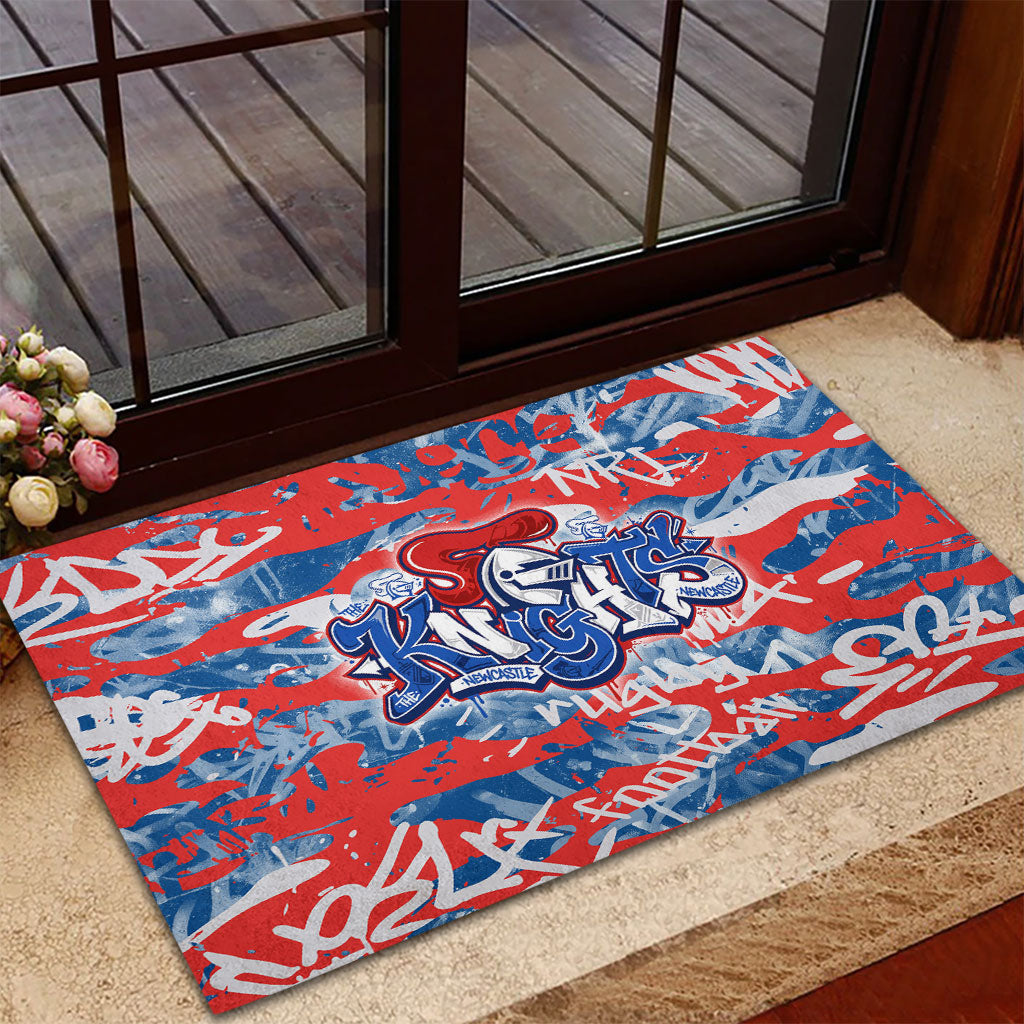 Newcastle Knights Rugby Rubber Doormat Graffiti Typography Urban Camo Abstract Street Style