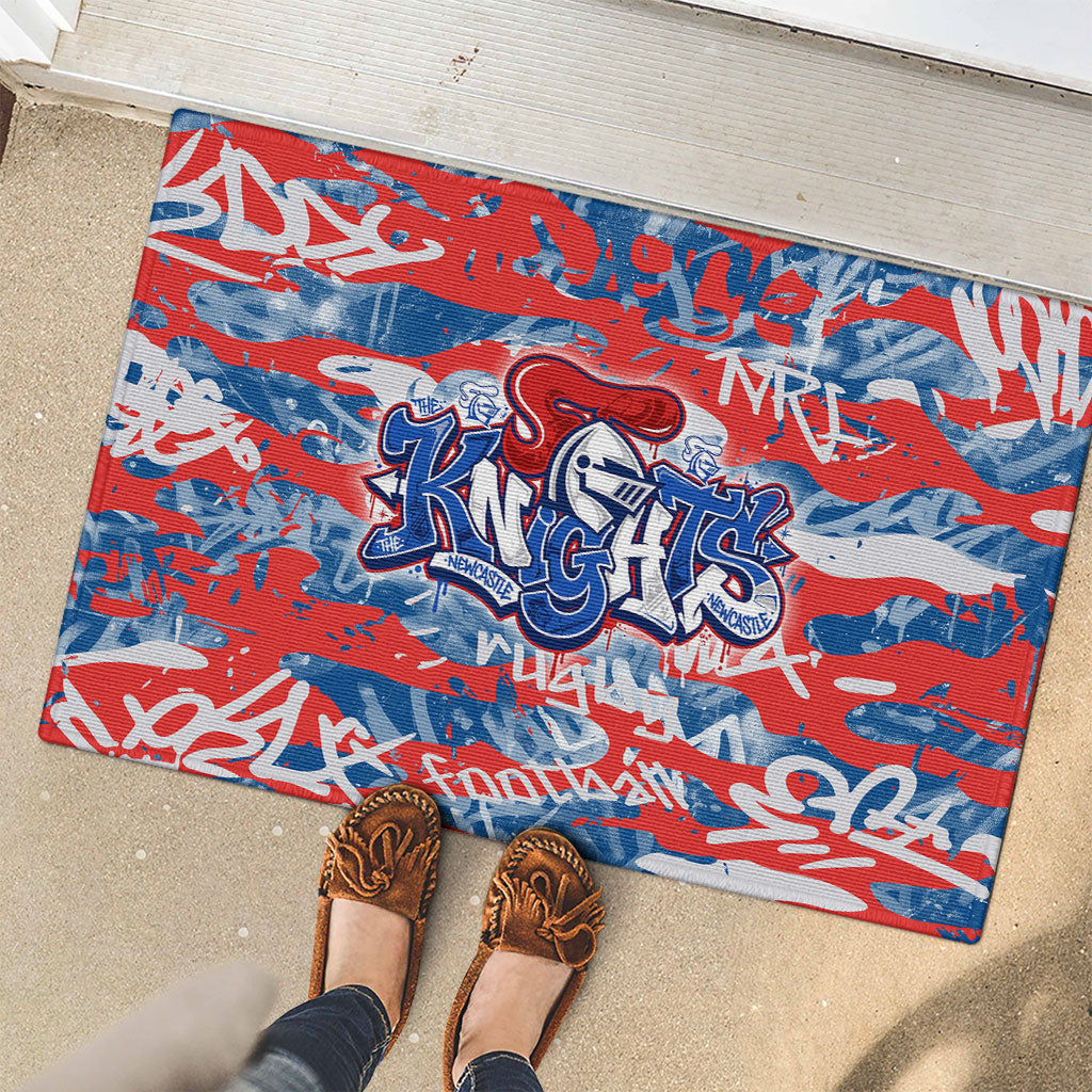 Newcastle Knights Rugby Rubber Doormat Graffiti Typography Urban Camo Abstract Street Style