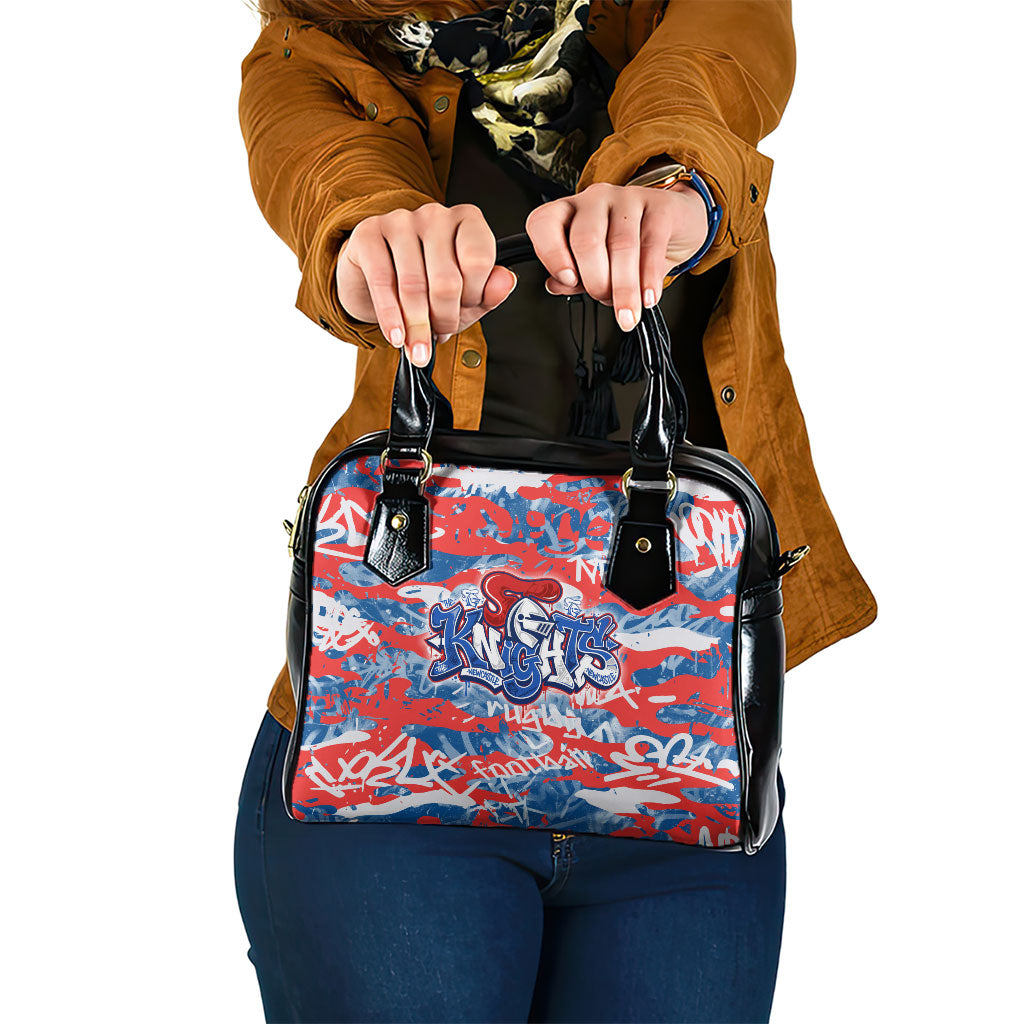 Newcastle Knights Rugby Shoulder Handbag Graffiti Typography Urban Camo Abstract Street Style