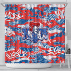 Newcastle Knights Rugby Shower Curtain Graffiti Typography Urban Camo Abstract Street Style