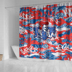 Newcastle Knights Rugby Shower Curtain Graffiti Typography Urban Camo Abstract Street Style