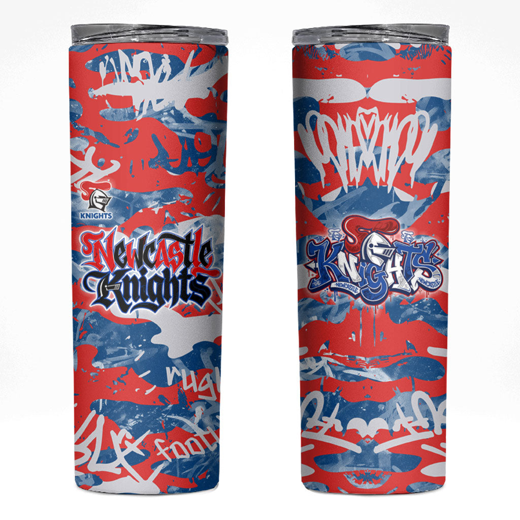 Newcastle Knights Rugby Skinny Tumbler Graffiti Typography Urban Camo Abstract Street Style